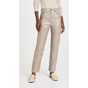 AGOLDE Leather 90s Pinch Waist Pants - Quail Patent
